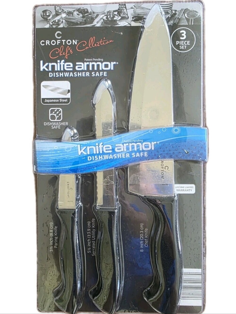 Crofton Chef's Collection Knifes 3 piece set Japanese Steel Cutlery Kitchen Cook